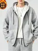 Nova blusa de moletom com capuz e forro de fleece espesso para outono e inverno, peça com zíper, jaqueta de gola alta, roupa esportiva casual para exportação