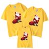 Camiseta de regalo de Papá Noel 2022, venta al por mayor, ropa de verano de algodón refinado para padres e hijos, ropa para niños, manga corta para adultos, cuello redondo