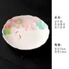 Suporte de Cerâmica para Vaso Pintado à Mão com Peixes Brincando entre Lótus Tampa Tigela Base Bandeja Suporte para Vaso Bandeja para Preparo a Seco Prato para Lanches de Chá Prato para Frutas Prato