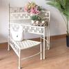 Estante para Flores de Escalera de Hierro de Campo Americano Trapezoidal de Medio Arco de Tres Capas Giratorio Patio Exterior Exhibición Almacenamiento Mesa para Flores