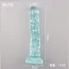 Vibrador de Cristal Transparente para Mulheres, Específico para Adultos, Brinquedo Sexual Realista em Formato de Pênis, Dispositivo Orgástico de Masturbação