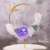 Decoração de Bolo Fada das Flores Gipsofila Coroa Pérola Branca Pena de Avestruz Plug-in de Aniversário Enfeites de Bolo
