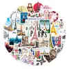 50 Venda Quente Transfronteiriça Não Repetida Viciante e Grafite de Paris Adesivos à Prova d'Água Atacado Decorativo Diário Caderno