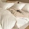 Conjunto de cama de quatro peças em jacquard de algodão puro escovado, qualidade A, quente para outono e inverno, com um toque de luxo leve e de alta qualidade, projetado para o quarto principal