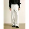 Calça masculina de corte reto, drapeada, cor sólida, versátil, estilo coreano, para primavera e outono, simples e fashion, sem vincos, calça moderna de comprimento total