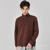 Sudadera Pullover Estilo Polo Media Cremallera para Hombre Mamba Algodón 350g Cuello Alto Manga Larga Chaqueta Patchwork con Logo Estampado