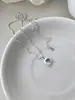 Collar de Plata de Ley S925 con Cuentas de Corazón Azul Lujo Ligero Gama Alta Estilo Coreano Incrustaciones de Pedrería Accesorios con Sentido de Diseño de Nicho de Ins