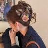 Pinza para el Cabello Grande de Lazo de Satén de Gama Alta para Mujer, Exquisita Pinza Plegada para la Parte Trasera de la Cabeza, Pinza de Tiburón