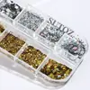 Polvo de Brillo para Uñas de Textura Exquisita Transfronterizo, Lentejuelas Láser Doradas y Plateadas Multitamaño, Decoraciones Versátiles para Uñas Ins