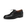 Sapatos brogue esculpidos em estilo britânico encorpado 2023 primavera sapatos de couro oco sapatos de couro bico redondo salto baixo botas de cadarço para mulheres