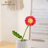 Flores artificiales de hilo de margarita tejidas a mano, ramo tejido multicolor, decoración de arreglo floral para el hogar, regalo