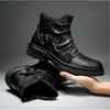2026 Comercio Transfronterizo Botas de Invierno Altas para Hombre Color Café Costura Sólida Capitán Jack Cierre Frontal con Cordones Botas Martin para Hombre