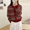 Chaqueta suéter de rayas retro para mujer, nueva moda de otoño 2026, cárdigan de punto versátil, top elegante y con estilo