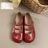 Zapatos Mary Jane de una sola tira para mujer, moda versátil nueva primavera/verano 2026, puntera dividida planos transpirables retro