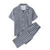 Estilo Japonés Muji Nishikawa Ropa de Casa Manga Corta Doble Capa Gasa Todo Algodón Conjunto Conjunto de Shorts de Manga Corta Conjunto de Pareja Cuadros