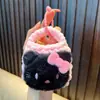 Porta-moedas Chaveiro Flor Tecida Mini Bolsa de Armazenamento de Lã para Meninas Outono e Inverno Pelúcia Pequenos Presentes Atacado
