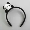 Linda diadema de panda tridimensional, banda para el pelo de cara de animal de dibujos animados, horquilla de broche de muñeca de felpa, tocado infantil, femenino
