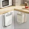 Cubo de basura de pared para cocina, puerta de armario doméstico, contenedor de almacenamiento, residuos de cocina de gran capacidad plegable, papelera no perforada