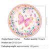 Nuevos artículos para fiestas temáticas de mariposas de Amazon: decoración para fiestas, estilo bandera, vajilla desechable, platos y vasos de papel.