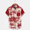 Camisas de Hombre de Venta Caliente Transfronterizas Nuevas Camisas de Playa Hawaianas de Manga Corta con Cuello Estampado Digital 3D