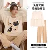 Pijamas de mujer en stock, nuevos estilos otoño/invierno con sujetador incorporado, manga larga, algodón 6040, diseño de dibujos animados dulce y lindo, adecuados para usar como ropa de estar