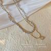 Collar de cuentas de grava azul aguamarina para mujer, elegante y ligero collar de cadena dorada con clavícula apilada, exquisito colgante.