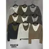 Apenas Um VI+ Outono Estilo Coreano Minimalista Bloco de Cores Falso Duas Peças Gola Redonda Manga Longa Malha Top para Mulheres 99261