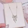 Collar de Cinta con Lazada, Cadena para Clavícula de Lujo Ligero de Nicho de Gama Alta, Dulce, Fresco, Delicado, Elegante, Versátil