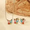 Conjunto de Brincos e Colar Elegantes Estilo Ins Europeu e Americano com um Design de Moda de Alto Padrão, Conjunto de Joias Colar Borboleta Zircônia