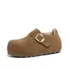 1808 Sapatos Birkenstock Aumentadores de Altura Kapibala Feio Fofo para Mulheres, Novos Sapatos de Pelúcia de Algodão Slip-On Cobertura Total Outono/Inverno