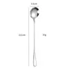 Cuchara Mezcladora de Acero Inoxidable 304 1010 Cuchara para Hielo Cuchara de Mango Largo Cuchara de Postre de Alta Estética Cuchara Redonda para Helado Cuchara Transfronteriza