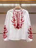 Shenzhen Nanyou Moda Feminina de Luxo Outono Novo Estilo Francês Chique Férias Bordada Floral Camisa de Manga Longa para Mulheres