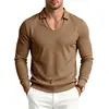 2026 Masculino Gola Lapela Decote V Manga Longa Tricô Liso Casual Pulôver Top