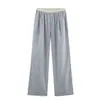 Top de Estilo Chaleco Transfronterizo Europeo y Americano de Nuevo Estilo con Cuello Halter, Pantalones Largos Casuales Rayados de Cintura Alta, Verano Rectos de Corte Holgado