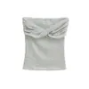 Top Tubo Sexy de Espalda Descubierta con Tirantes Cruzados para Mujer, Nuevo Estilo de Verano con Almohadillas de Sujetador Integradas, Se Puede Usar como Ropa Exterior, Top Tubo Azul Chica Picante
