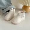Botas de neve grossas com forro de fleece para bebês meninas, estilo coreano, botas quentes de algodão com sola macia confortáveis para bebês, sapatos de algodão para crianças pequenas de inverno