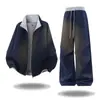Conjunto Esportivo para Casal Cardigan com Gola Alta Moletom Calça Jogger Conjunto Único Mesmo Estilo para Homens e Mulheres Versão Esportiva Conjunto Casual para Corrida