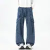 Jeans Lavados Estilo Americano para Hombre Primavera y Otoño Diseño Retro High Street Pantalones Hip-Hop Asimétricos Caídos