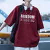 Camiseta Manga Curta Estilo Japonês Masculina Marca Tendência Verão Nova Solta Manga de Cinco Pontos Celebridade da Internet Tendência ins Simples Top Estampado