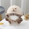 Touca de tricô para bebê com tiras, versão coreana para outono e inverno, doce e fofa, gorro quente para atividades ao ar livre para bebês