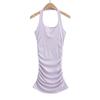 Ropa de Mujer Transfronteriza al por Mayor Moda de Chicas Atrevidas Versátil Halter Fruncido Delgado Delgado sin Mangas Chaleco Vestido sin Espalda