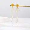 Pendientes Largos de Perla con Borlas Estilo Francés para Cara Fina Moda Elegante Perla de Imitación Pendientes Pequeños Frescos de Verano para Mujer