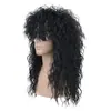 Pelucas para hombre europeas y americanas más vendidas de Amazon, cabello largo rizado punk de los 80, pelucas de rock para Halloween, red de botón