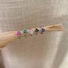 Pendientes de moda para damas con incrustaciones en caliente de circonitas coloridas, flores frescas y dulces, de latón chapado en oro auténtico, transfronterizos europeos y americanos