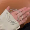 Sansheng Sansheng Pulsera de Plata Simple y de Moda Anillo de Tres Capas Campana Hoja Lujo Accesible Diseño de Nicho Pulsera Juvenil