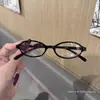 Novo aro de óculos Y2K bidimensional retrô oval pequeno com haste plana espelho plano branco liso formato côncavo nicho para homens e mulheres