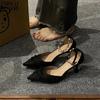Tacones Altos de Aguja Estilo Francés de Punta Hueca Sandalias Sexy de Una Tira para Mujer Verano 2025 Zapatos Nuevos de Dama de Honor de Punta Cerrada