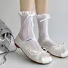 Calcetines de Encaje con Lazo Estilo Ballet Mary Jane Primavera y Verano Calcetines de Encaje Puro Deseo para Pantorrilla Calcetines de Encaje Jk Huecos de Caña Media Apilados