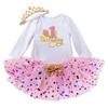 Ropa de primavera y otoño transfronteriza, disfraz de cumpleaños para bebé, corona de dibujos animados para niña, conjunto de vestido de princesa con lentejuelas de malla