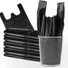 Sacos de lixo pretos para uso doméstico, espessados, com alças, estilo sacola, tamanho médio a grande, sacos de lixo descartáveis para cozinha, atacado